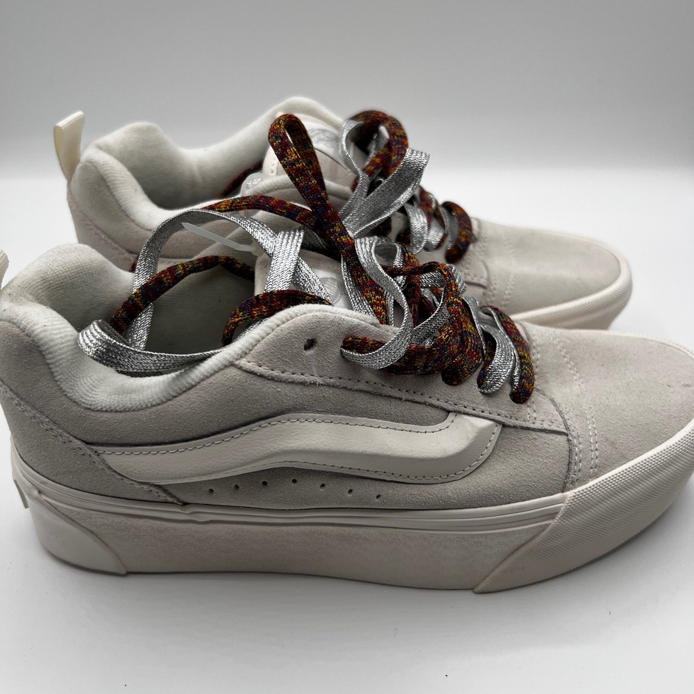 Vans Knu Stack Suede Low Top Sneakers‎ Platform Light Gray Multi Lace M8.5 W10